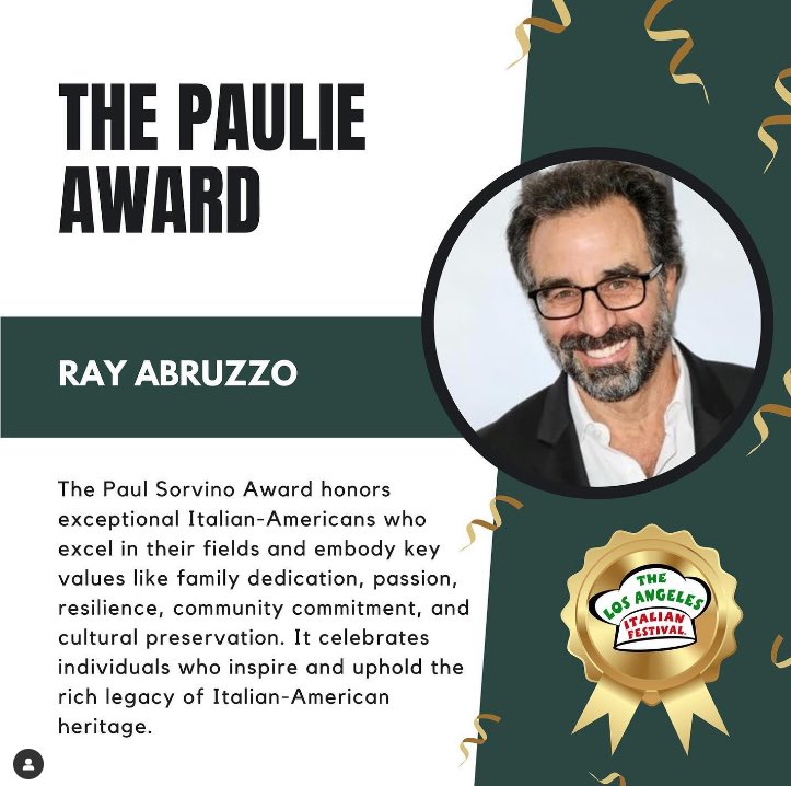 The LA Italian Festival is proud to present the second annual Paulie Award to Ray Abruzzo! 💚🤍❤️
#ItalianFestival2024 #italiansinla #littleitalyhollywood #littleitalyla #rayabruzzo #thesopranos #littlecarmine #italianactor #partyitalianstyle