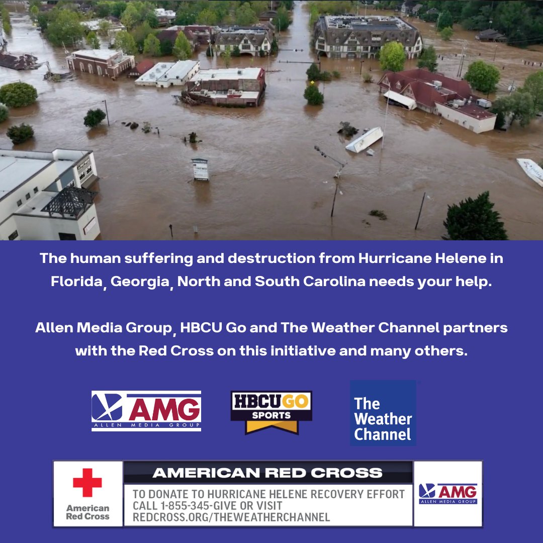 Allen Media Group, <a href="/HBCUGoTV/">HBCUGO.TV</a> and @WeatherChannel partners with <a href="/RedCross/">American Red Cross</a> on this initiative and many others.

To add your own support to the cleanup and recovery efforts you can call  this phone number - (1-855-345-GIVE) or go to the website redcross.org/theweatherchan…