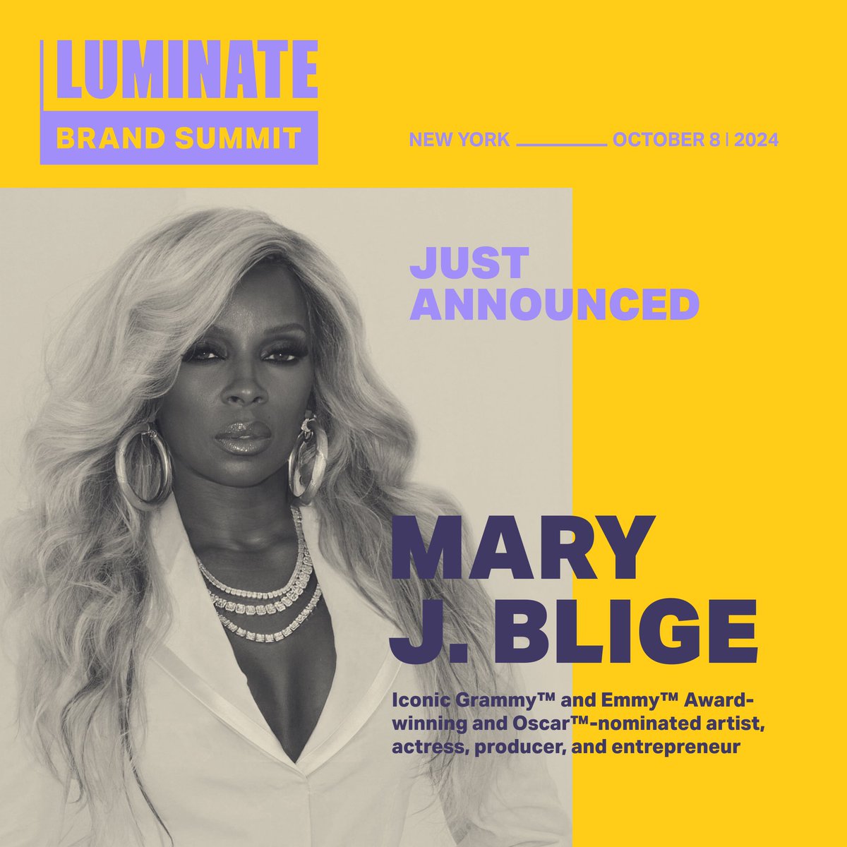 On October 8, Luminate is hosting a series of intimate conversations with entertainment brand and data experts, featuring special guest, Iconic Grammy and Emmy Award-winning and Oscar-nominated artist, actress, producer, and entrepreneur, Mary J Blige.