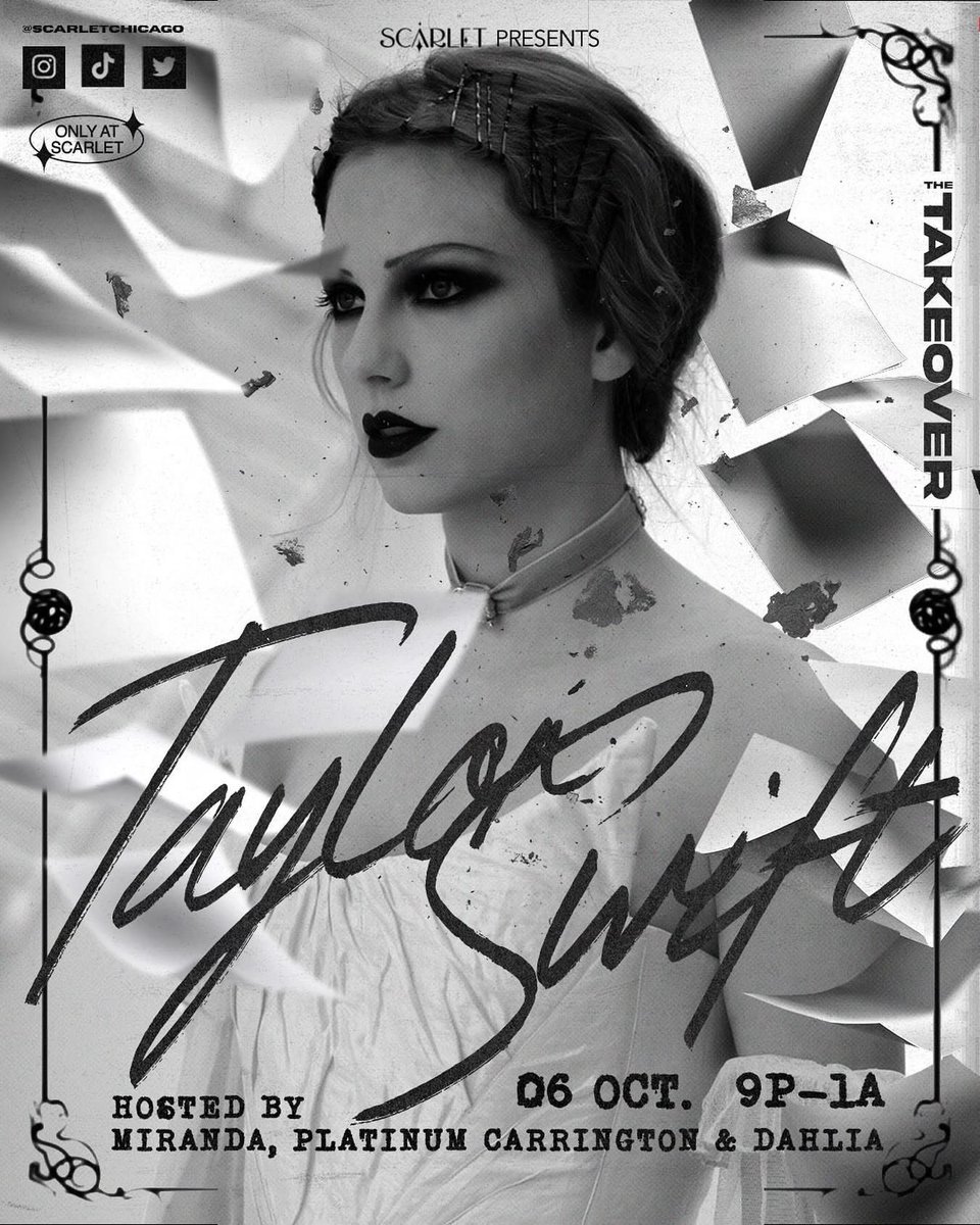 Sunday 10/6 Part TWO - 9pm to 1am - THE TAKEOVER: TAYLOR SWIFT! All your favorite Taylor Hits, B Sides, Features, and MORE! Music by DJ <a href="/brrycefersher/">Brryce Fersher</a>! Hosted by <a href="/thequeenplat/">platinum carrington</a> , Dahlia, and <a href="/justmirandachi/">mirandachicago</a>!