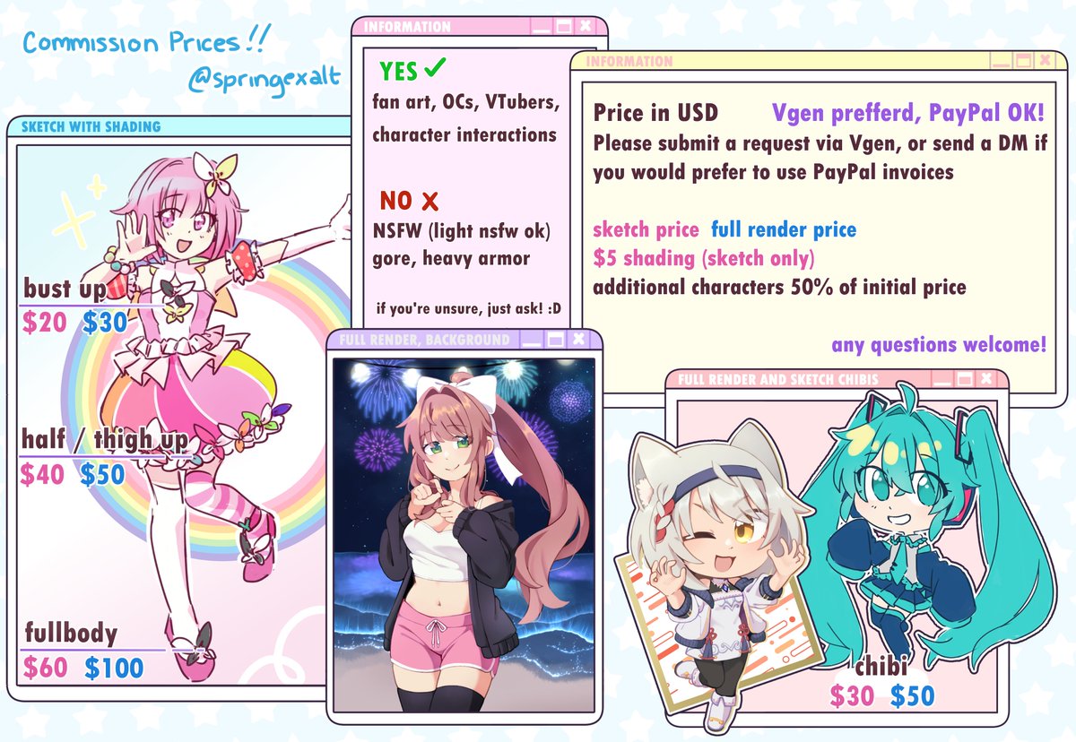 springexalt's tweet image. commission time! ✏️ #VGen #VgenOpenall 
as usual, all retweets and support are greatly appreciated, since i don't have much income!🙏💕