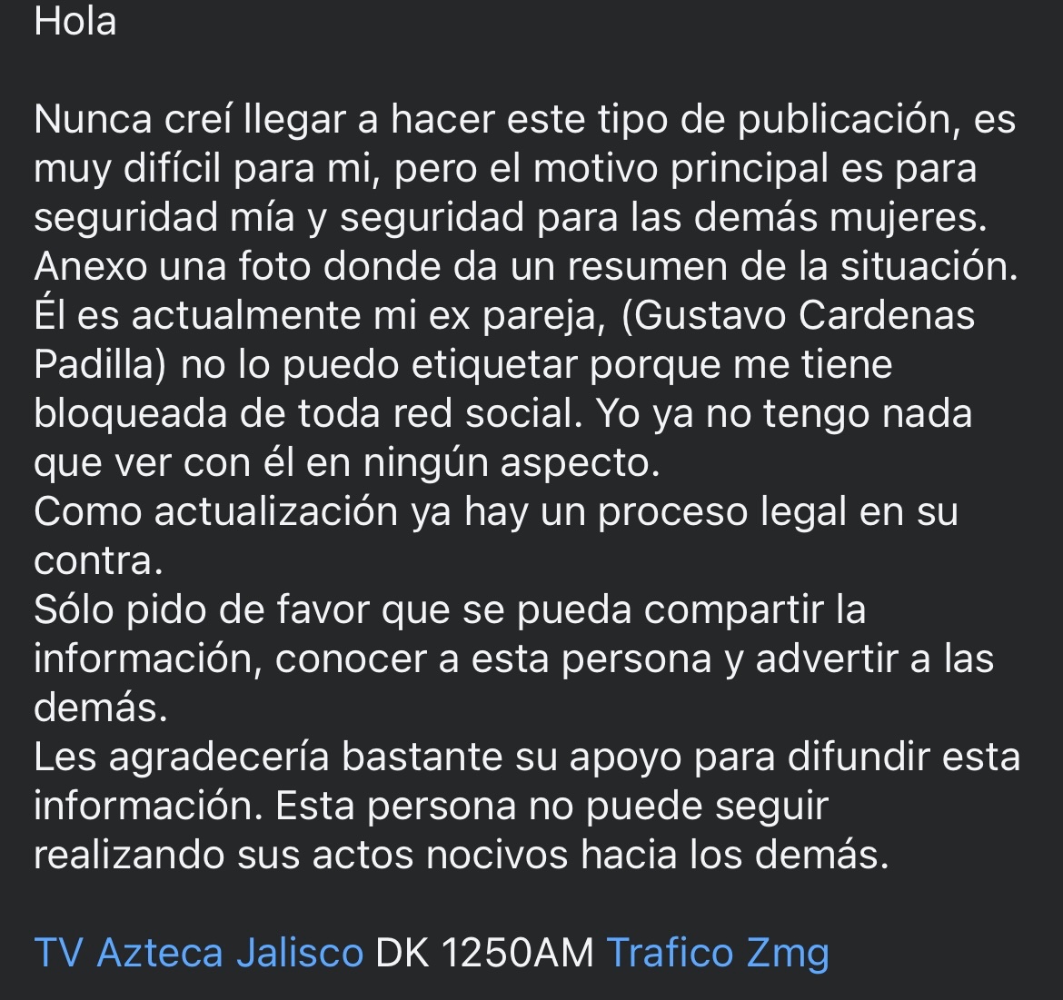 KarinaGe25's tweet photo. Difundan por favor!
Esto necesita parar ya!! 
@TVAztecaJalisco @dk1250 @AztecaNoticias @RicardoBSalinas https://t.co/erh8h3GJFT