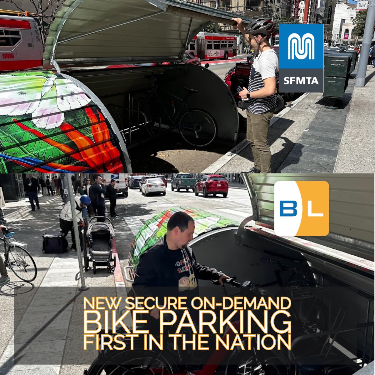🚲 First in the Nation! 
San Francisco is leading the way with the first-ever BikeLink Bikehangars! More secure, weather-proof, and conveniently located bike parking—designed with you in mind. 🚴‍♂️ 

#SFMTA #BikeParking #BikeLink #FirstInTheNation #SustainableTransport