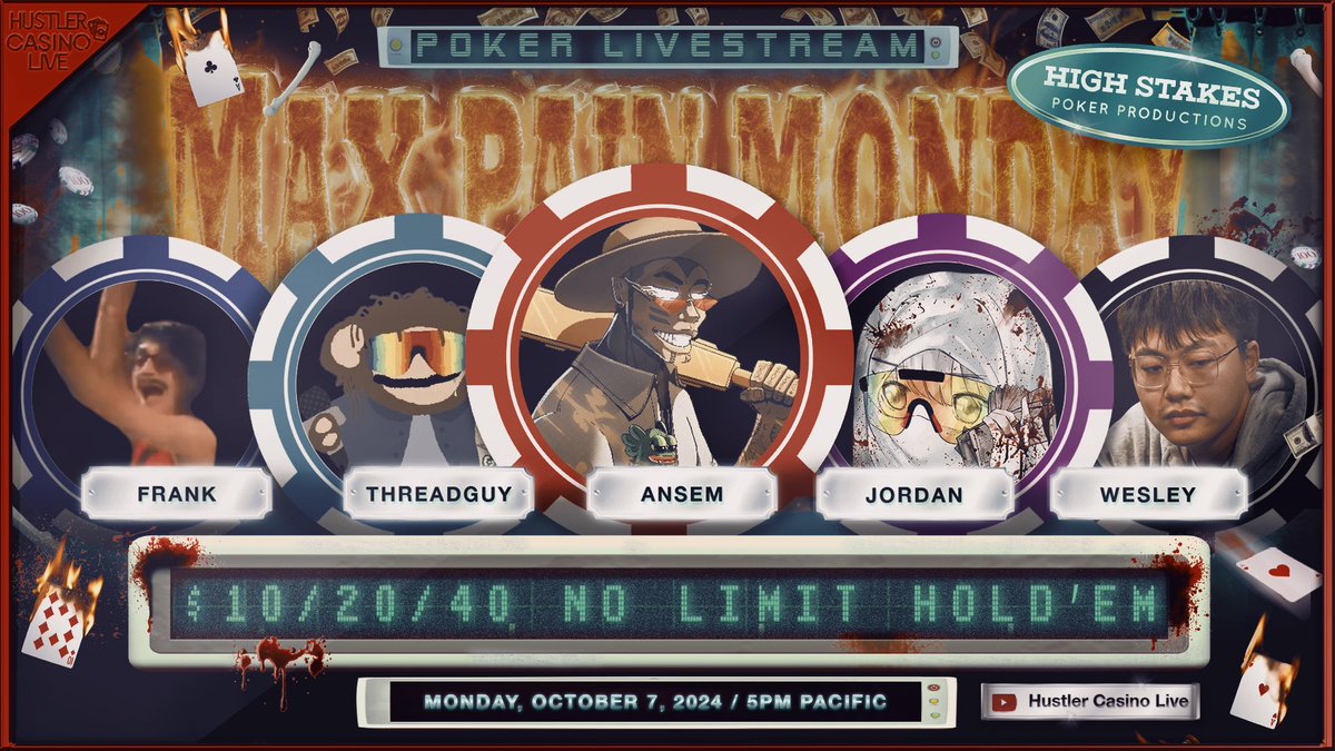 HCLPokerShow's tweet photo. BREAKING NEWS!!

THIS MONDAY!! CRYPTO TWITTER POKER GAME!!

@blknoiz06 🔥🔥
@notthreadguy 👏👏
@frankdegods 🎉🎉
@CryptoApprenti1 😱😱
@j0xrdan 
Dylan from @TeamPokerFlops 
@RaverPoker 
Tyler from @StakeKings
Steven Jones 

Watch it here Monday at 5pm PT: https://t.co/MlnW5kc2Js https://t.co/iluRssmiio