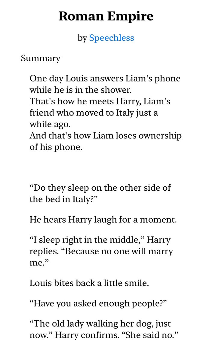 Valerie_TPWKTW's tweet photo. Roman Empire by  @0__Speechless 

The funniest banter and an hilarious Louis. I couldn’t stop laughing and smiling. This fic is far too short for sure!!! 😜

https://t.co/HKheUzzH7e https://t.co/gpWxcghfX1