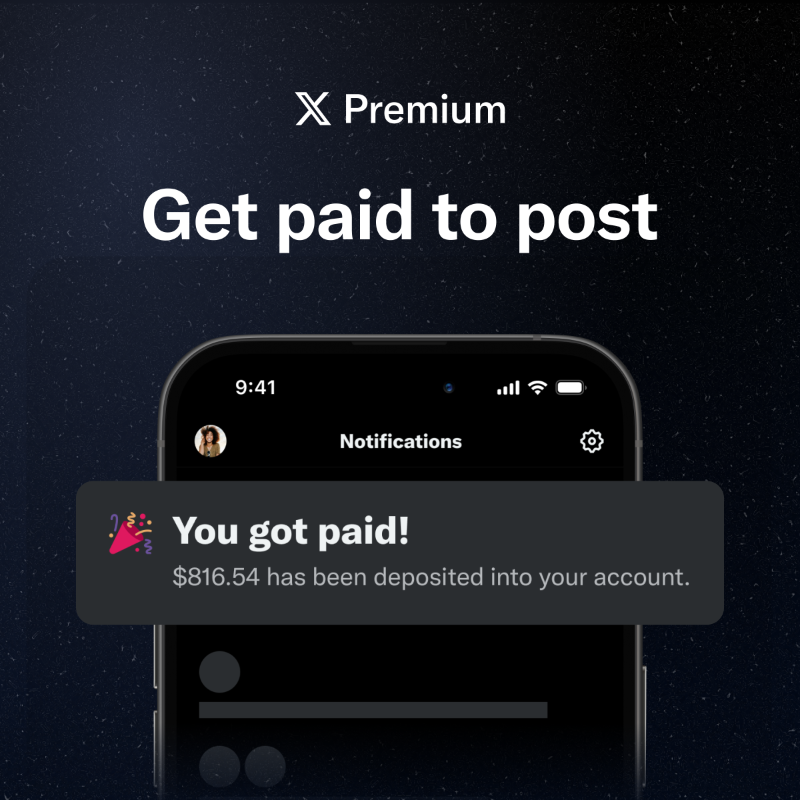 premium's tweet photo. Enjoy posting on X?

Subscribe to Premium to join our revenue share program.