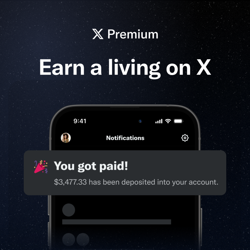 premium's tweet photo. Enjoy posting on X?

Subscribe to Premium to join our revenue share program.