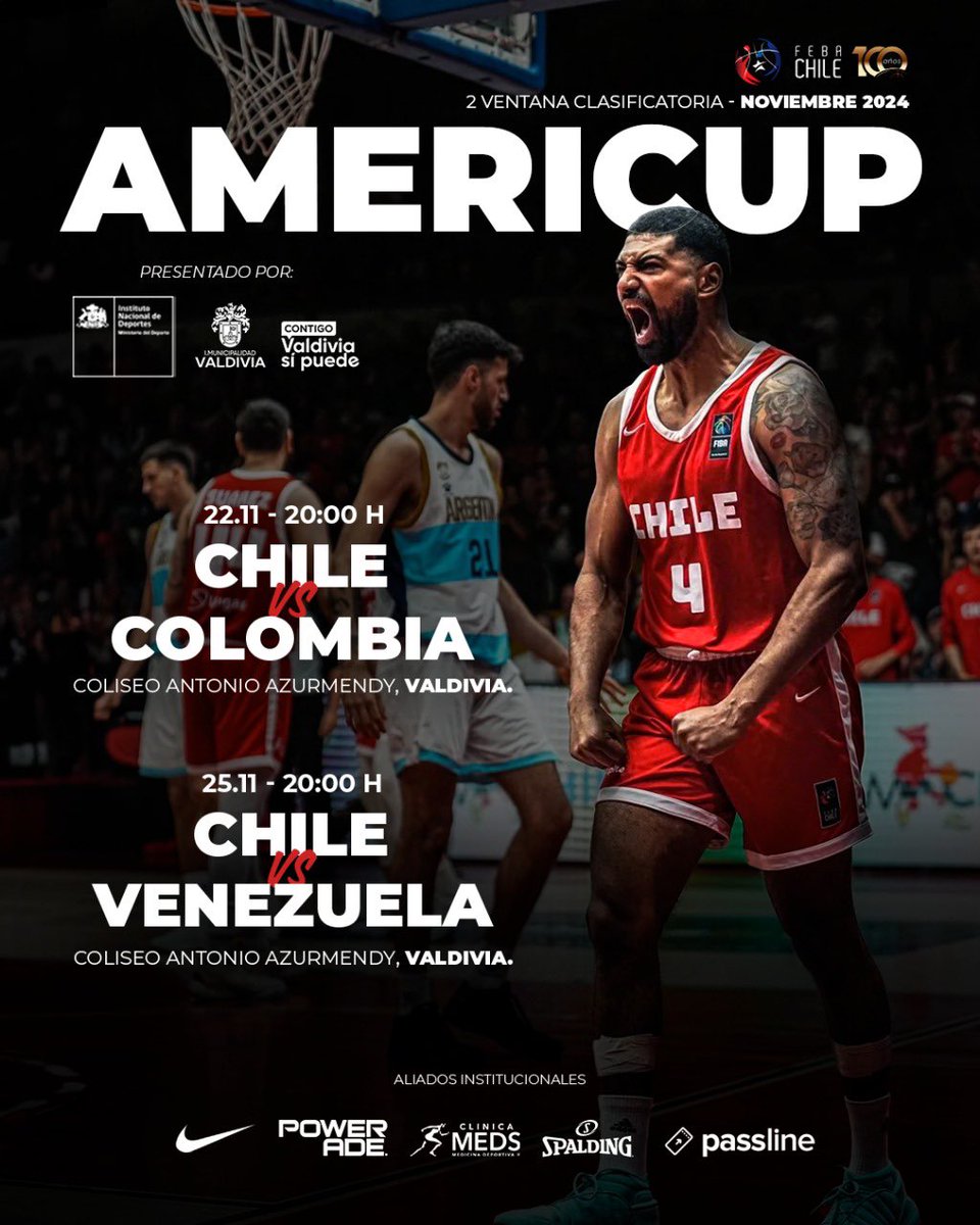 ¡𝗤𝘂𝗲𝗱𝗮 𝗽𝗼𝗰𝗼 𝗽𝗮𝗿𝗮 𝘃𝗼𝗹𝘃𝗲𝗿 𝗮 𝘃𝗲𝗿𝗻𝗼𝘀 𝗲𝗻 𝗩𝗮𝗹𝗱𝗶𝘃𝗶𝗮! 🇨🇱🏀

La Oficina Regional de FIBA en las Américas anunció los horarios de los partidos de la segunda ventana de los Clasificatorios al FIBA AmeriCup 2025, que se jugarán entre el 21 y 25 de