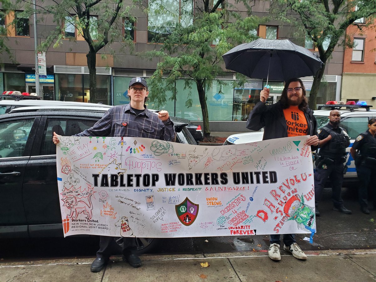 Tabletop Workers United members at Brooklyn Strat recently had a successful walkout, with over 50 having attended. Thank you to everyone who's continued to show support!

They made their point clear to owner Jon Freeman, who wished for cops to step in, that things need to change.