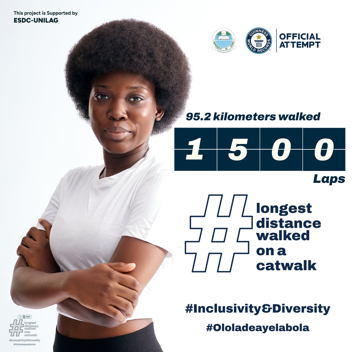 thelade_wonder's tweet photo. Please, join your strength with that of Lade. 😫
We're pulling this off.
#GWR
#OloladeAyelabola
#DiversityAndInclusivity
#LongestDistanceCatwalk https://t.co/9iaClK08CT