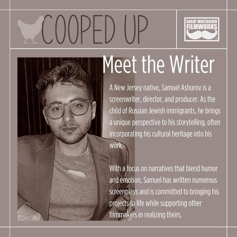 DWSchoner's tweet photo. 🐓🐓 Meet COOPED UP screenplay writer Sam Ashurov.  

When he handed me COOPED UP - I knew it had to be made immediately.  

Sam deals with grief from the perspective of an animal - a rooster.  

Help me bring COOPED UP to life.  

🌟🌟 Go Fund Me 👉🏽 https://t.co/g9RW8fGDfD https://t.co/MNFj1ZlQCQ