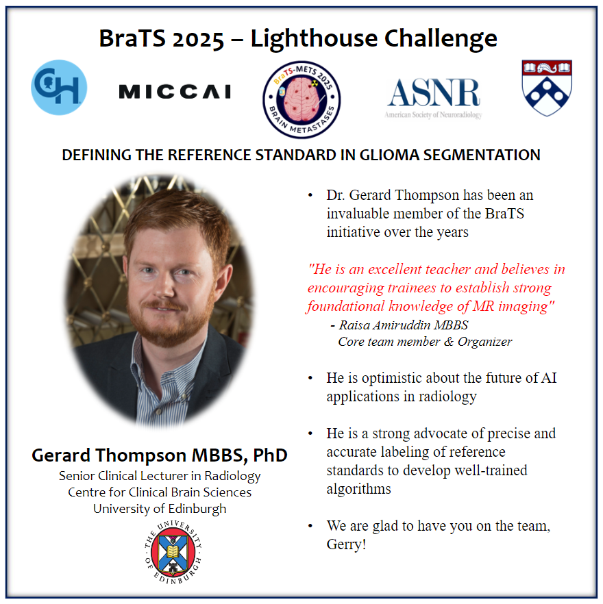 BraTS_Education's tweet photo. @TheASNR @MICCAI_Society @BraTS_challenge @EdinburghUni @MariamAboian
Dr. Gerry Thompson spent time with the @BraTS_Mets_2025 Student Team to review the basics of MR neuroimaging and discuss the future of image annotation and algorithm development.
#radiology #AI https://t.co/Uib4wA4hWX
