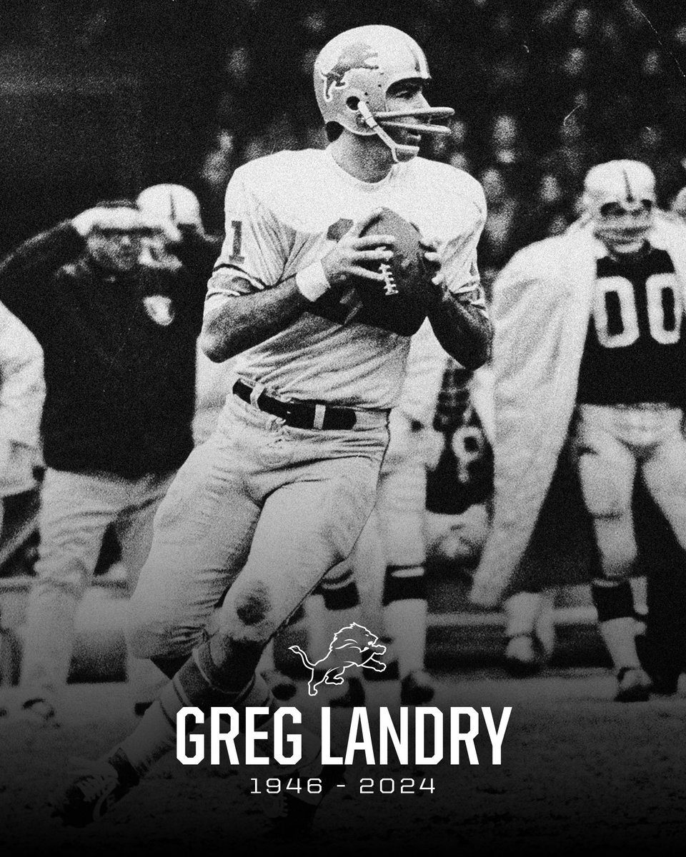 We join the NFL community in mourning the loss of former Lions quarterback and coach Greg Landry.