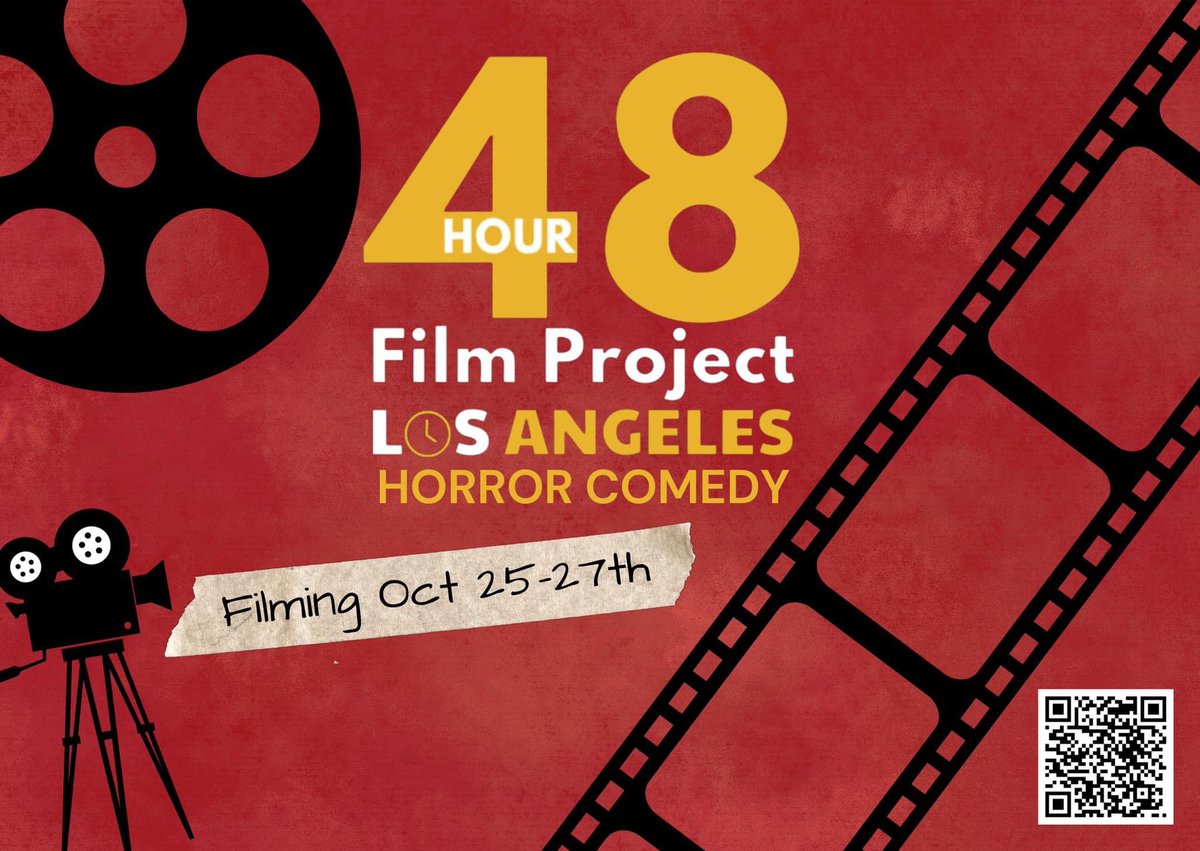 Calling all Filmmakers--do you want a scary good challenge? 
￼
￼How about creating a horror or comedy film within 48 hours on Oct 25-27th? Hurry up and take advantage of the early bird rate before it ends Oct 10th: 48hourfilm.com/la/horror_come…