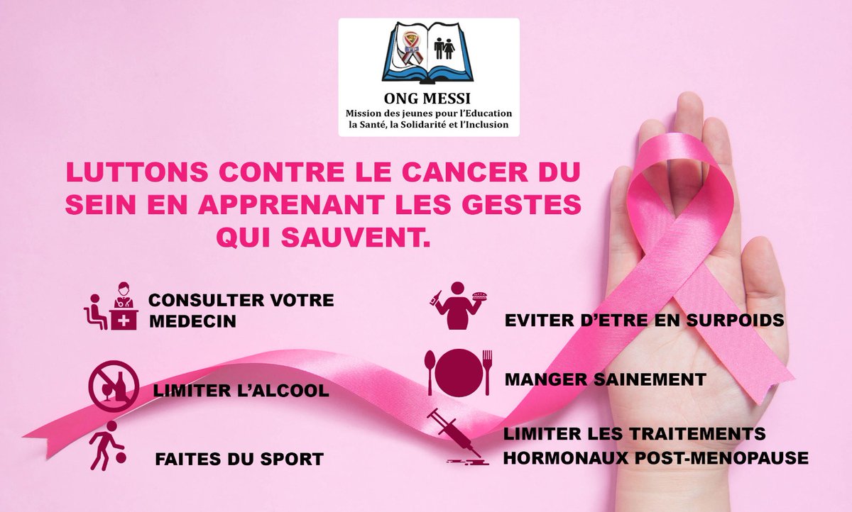 En ce mois d'octobre, appelé octobre rose, pratiquons simplement les gestes qui sauvent.
#OngMessi
#OctobreRose
#Lesgestesquisauvent
