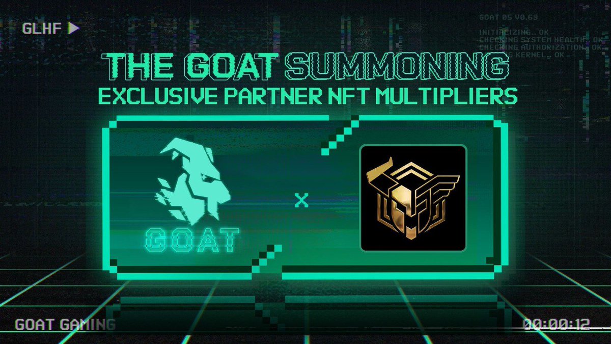 InfiniGods's tweet photo. GODS 🤝 GOATS ⚡️🐐

We're excited to continue to partner up with our friends at @playgoatgaming on their 'ROAD TO GOAT' campaign.

Holders of InfiniPasses & Elder Gods can claim an exclusive 1.5x bonus multiplier.

Play now and get GOATed at the link below. 🔽