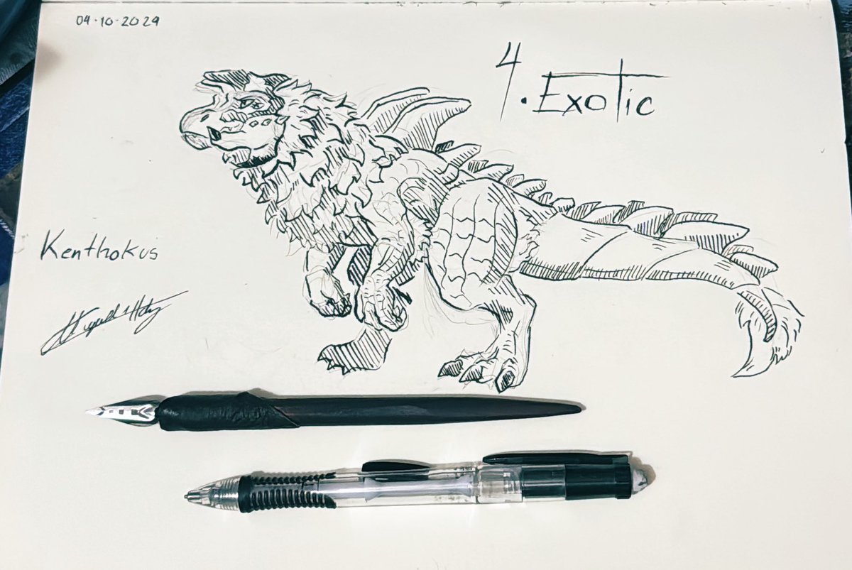KM_miguelrandom's tweet photo. #inktober2024 ahora tocó algo exótico, así que combine un #Kendyll y un #Ghartokus de #CreaturesofSonaria ¿qué opinan? https://t.co/w7xQ6wYr0d