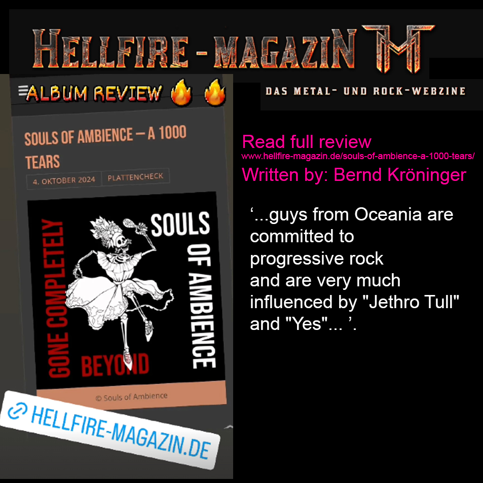 soulsofambience's tweet photo. Hellfire Magazin is a German metal and rock webzine. Review of Souls of Ambience album : Written by Bernd Kroninger.
Link
https://t.co/1n2Ae8qSOE

#SoulsofAmbience #hellfiremagazin #ProgressiveRock #Wormholedeath #AlbumRelease #ProgRock #album #hardrock
#wormholedeath_records https://t.co/XgJIBDDTVw