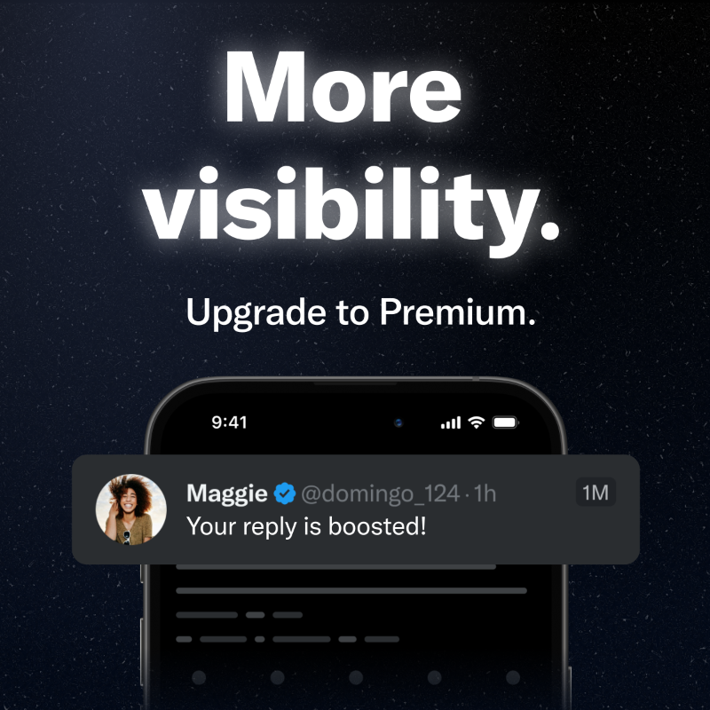 premium's tweet photo. Boost your replies with Premium and watch the conversations flow.