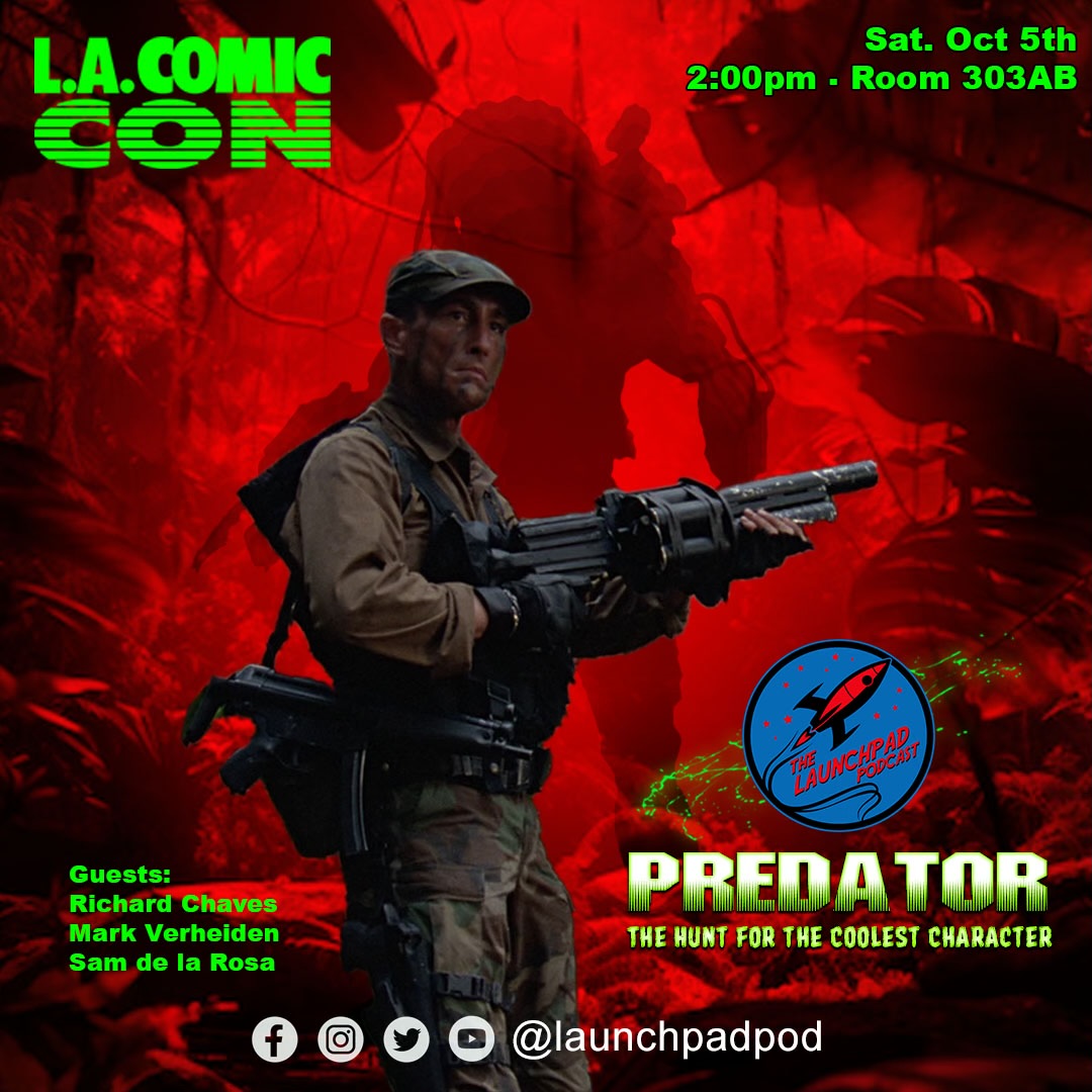 launchpadpod's tweet image. We&apos;ve got two great panels at @comicconla tomorrow!

2pm, PREDATOR: Hunt for the Coolest Character, Room 303 AB 
with &quot;Poncho&quot; from the original film and comic creators!

5pm, GHOSTFACE HORROR TRIVIA, Room 402 B
Ghostface is reading the questions, win prizes!