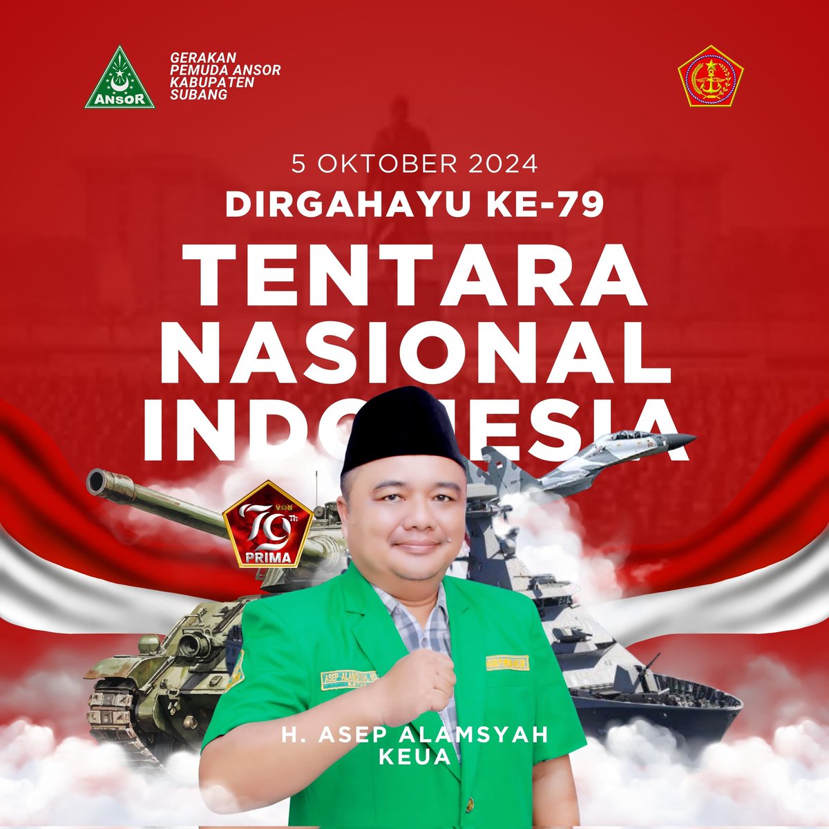 Asep_Subang79's tweet photo. Dirgahayu TNI ke 79 @Official_Ansor @Ansor_JaBar @gpansorsbg https://t.co/SiiYlp5KHd