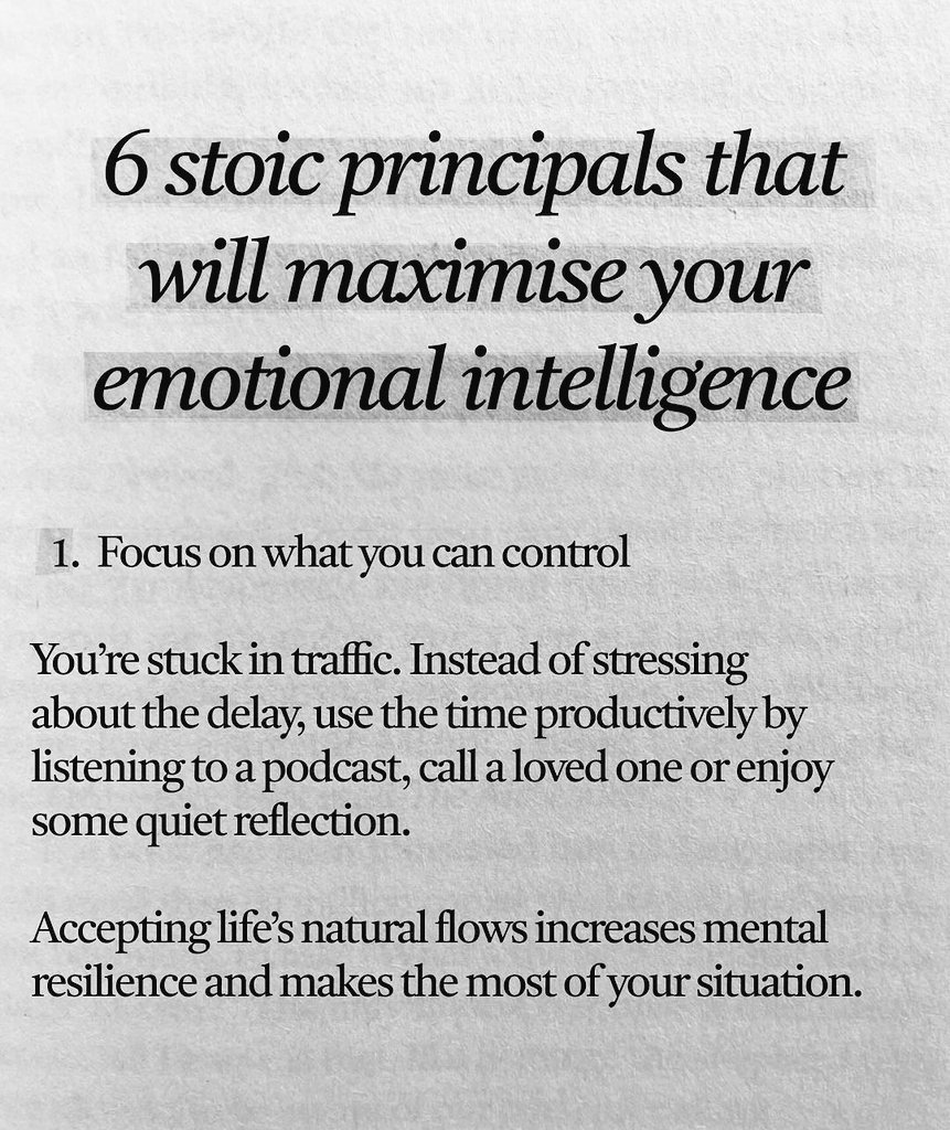 6 stoic principles that will maximise your emotional intelligence... 

1.
