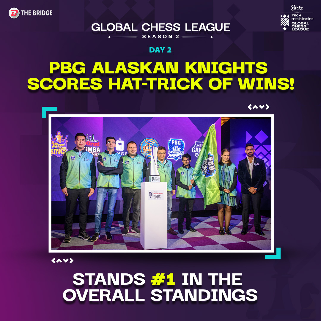 the_bridge_in's tweet photo. 4th October | Another exciting day in the Global Chess League Season 2 as PBG Alaskan Knights turns out to be a powerhouse!

Stay tuned for more updates.

#TechMGCL #TheNextMove #Chess #IndianChess #GlobalChess https://t.co/BI1VtfveEg