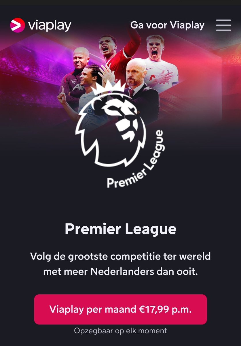 NealVTFF's tweet image. En dan vragen ze zich af waarom mensen streamen. Maak het 10 euro goedkoper en je klanten aantal zan verdriedubbelen. #viaplay #PremiereLeague #stream