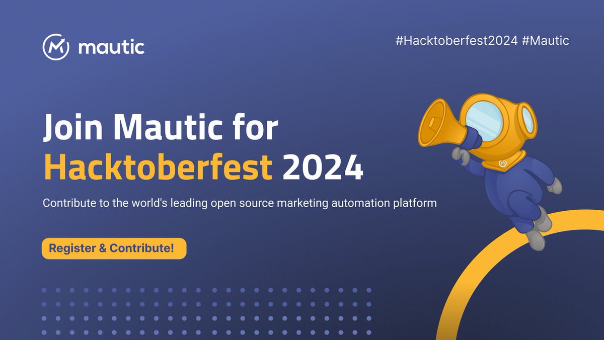 Mautic is delighted to be part of #Hacktoberfest 2024! 

We have issues designed for low-code and no-code contributions, making it easy for everyone to get involved and contribute.

Ready to join us and collaborate with the Mautic community?

Sign up 👉 m.mautic.org/hacktoberfest-…