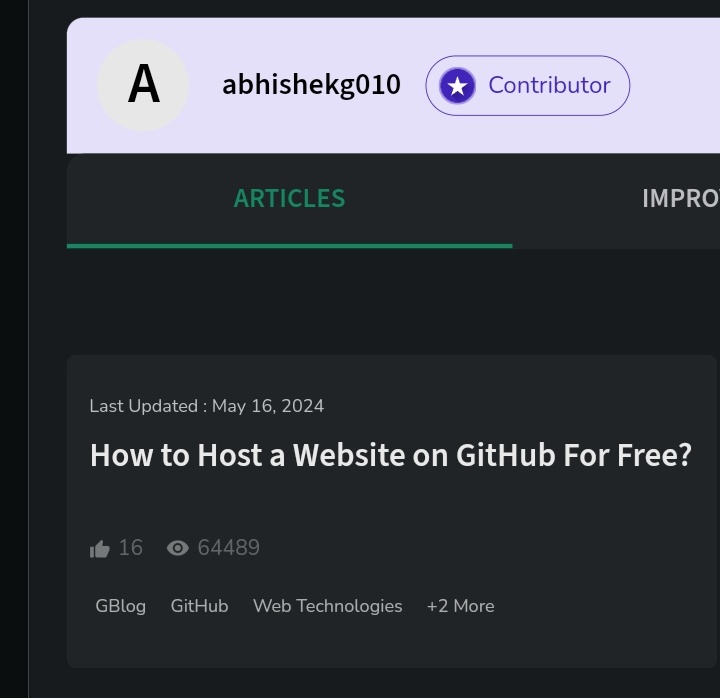 Abhishek_G101's tweet image. Huge milestone🚀
My published article has got 60K+ views on @geeksforgeeks 
Happy that it&apos;s reaching to more folks and helping them😃