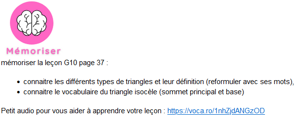 j'avais fait un petit audio pr aider les 6e à apprendre les essentiels de la leçon (sur une idée de @loweman29 ), certains 6e m'ont demandé d'en refaire pour la nouvelle leçon. Ce sont les questions que je pourrais leur poser à l'oral pour vérifier leurs connaissances de la leçon