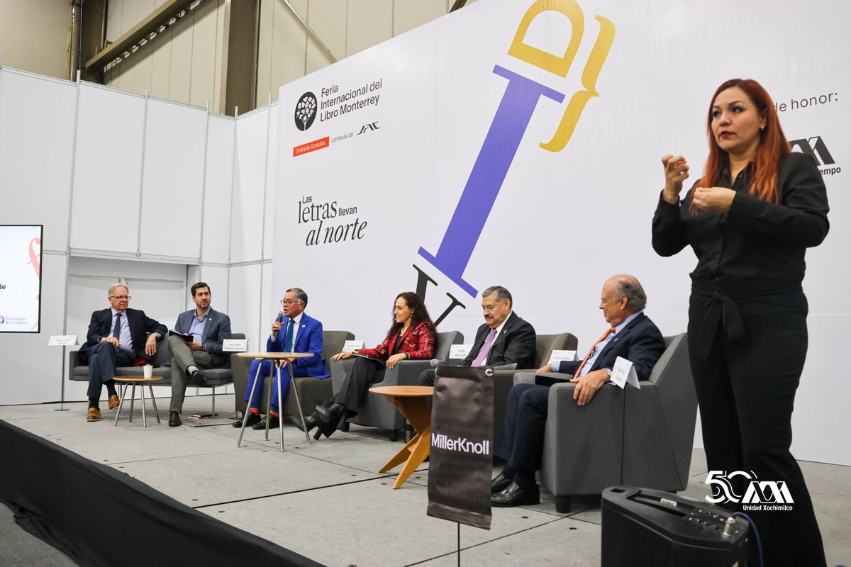 uamxoficial's tweet photo. En la #FILMTY2024 se llevó a cabo el Diálogo entre rectores: "El papel de la universidad frente a los retos del desarrollo sostenible" 
Participaron:
José A. De los Reyes  @lauammx 
Judith R. @TecdeMonterrey
Juan P.  @TecdeMonterrey
Santos G. @uanl
Mario P. @udem
Ángel C. U-ERRE https://t.co/aNnEhTBIeA