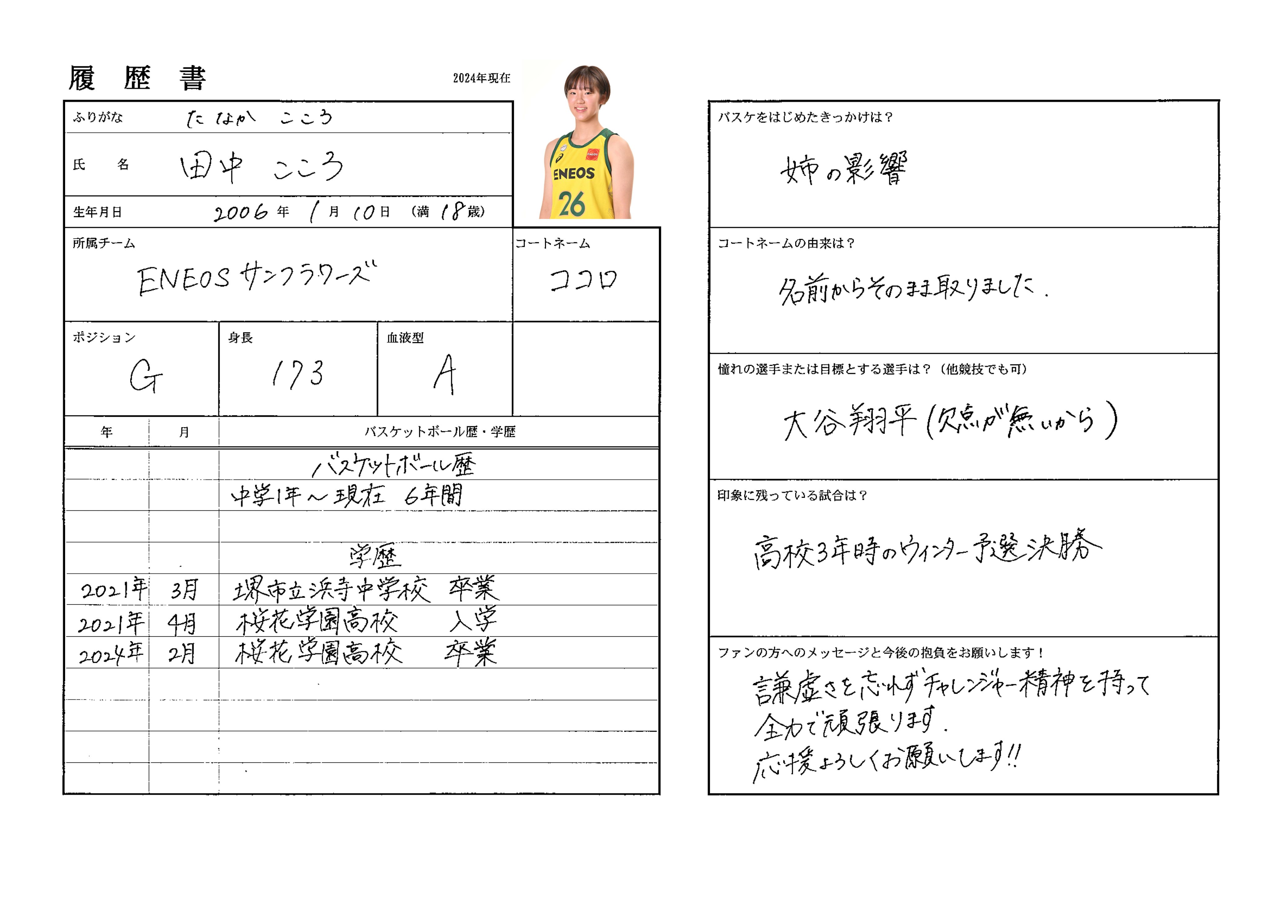 八木悠香】 ENEOSサンフラワーズ Wリーグレギュラーシーズン2024