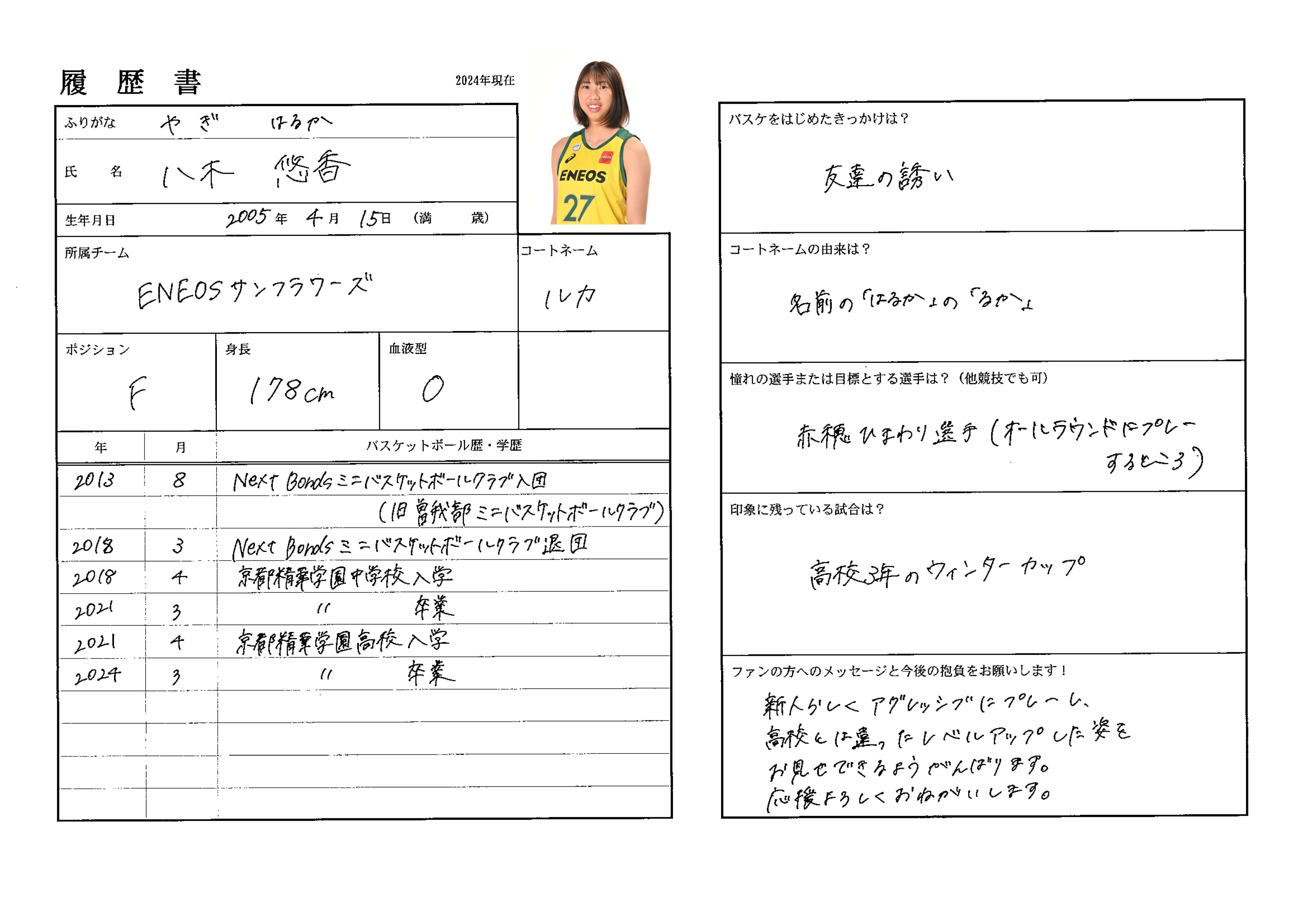 田中こころ　アクリルスタンド　エネオスサンフラワーズ Wリーグ アクリルスタンド ENEOSサンフラワーズ 田中こころ
