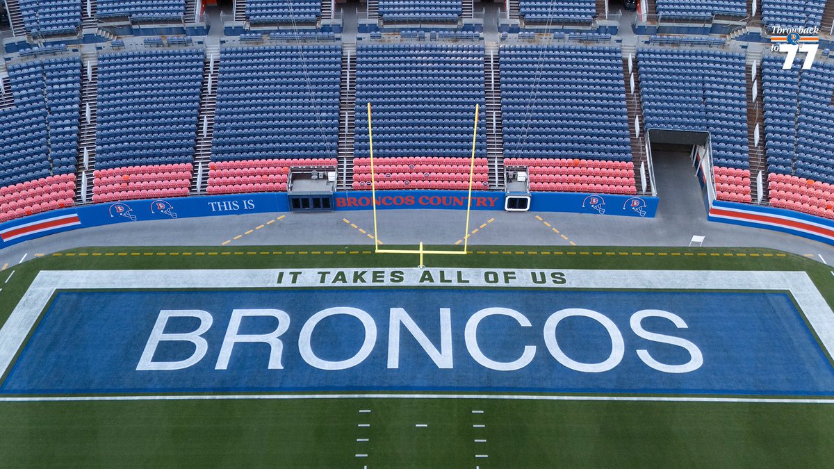 Broncos's tweet photo. The stage is set to #ThrowbackTo77 🏟️ https://t.co/oNEI3Jyeit