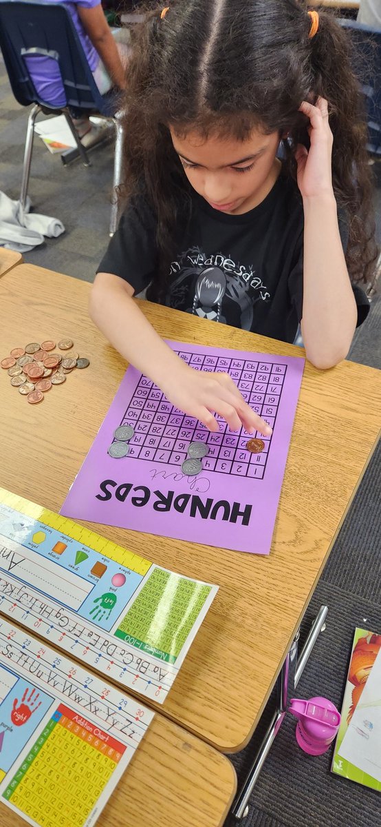 belindafro's tweet photo. Practicing identifying coins, their values, and counting up to certain amounts on a hundreds chart. 

@SunflowerSMSD @theSMSD @KalisRyan https://t.co/yjb1opEiCK