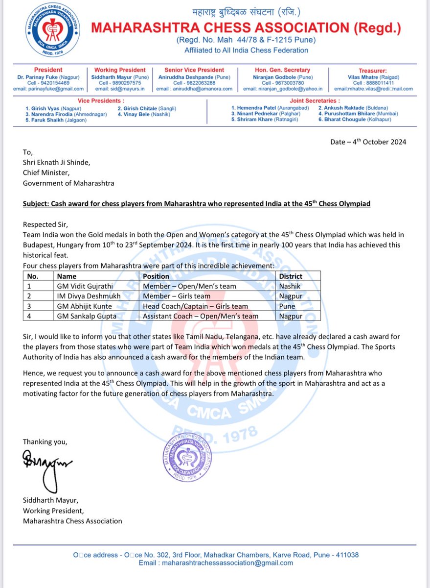 MahaChess's tweet image. Our Team Won the Gold, A Double Gold at the #ChessOlympiad. 

We request &amp;amp; invite @mieknathshinde ji @Dev_Fadnavis ji @AjitPawarSpeaks Dada to recognise &amp;amp; honor our Jewels from Maharashtra who played a pivotal role in the Victory

@chessgmkunte @viditchess @DivyaDeshmukh05