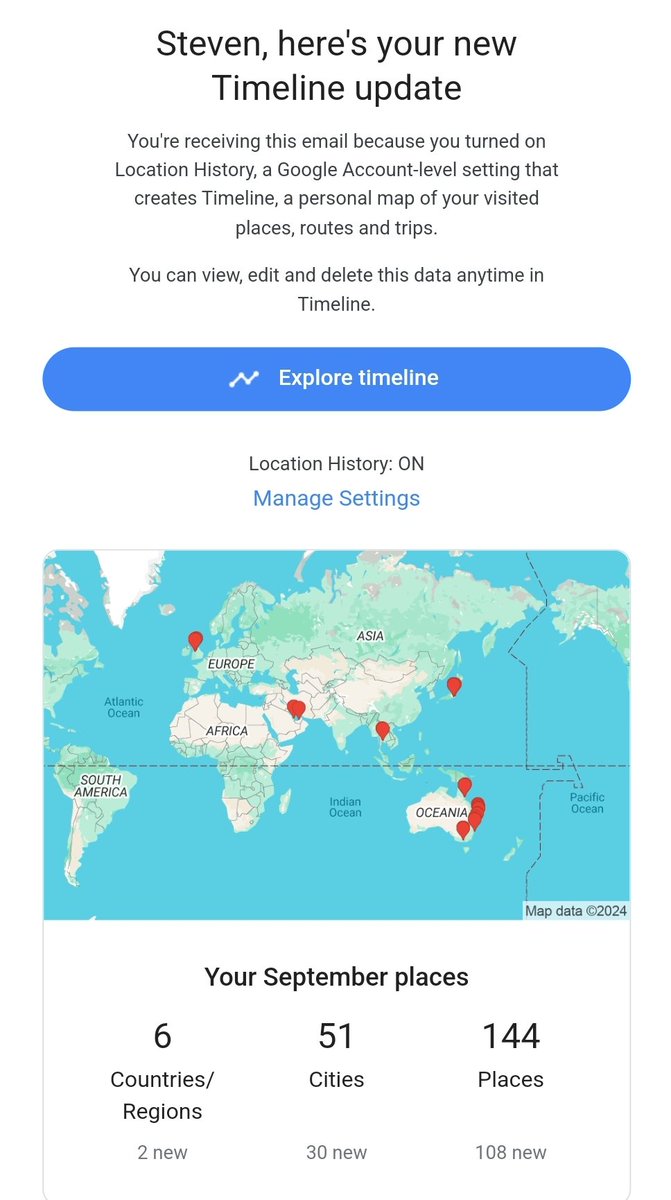 Google sends me a monthly report on my movements... concerning, enlightening, and everything in-between. But  yes, it's safe to say I had a hectic but very enjoyable September.😃