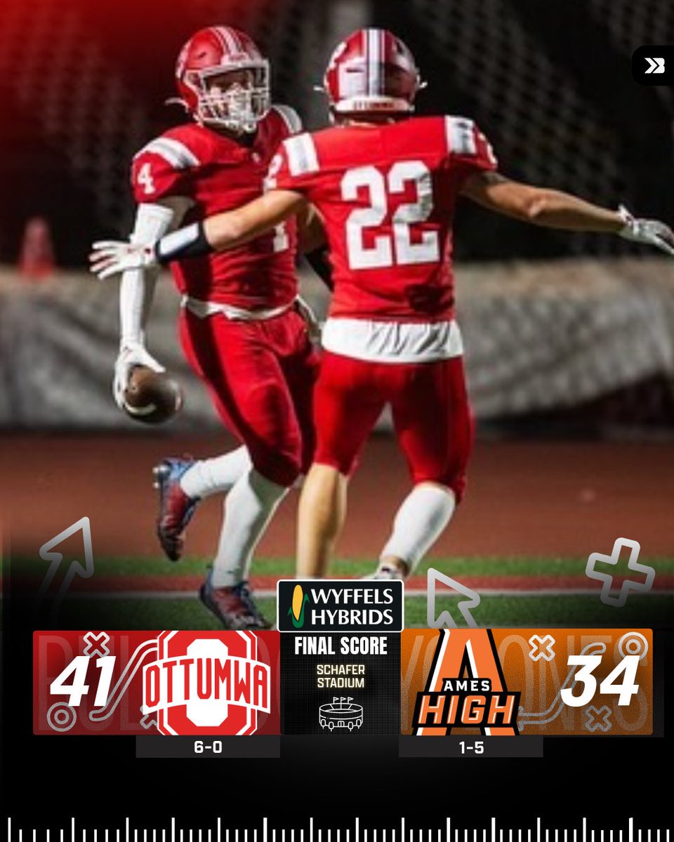 🚨FINAL SCORE🚨

Ottumwa defeats Ames 41-34 to remain undefeated 🔥

Bulldogs continue to make a playoff push!

#iahsfb 📸: Instagram