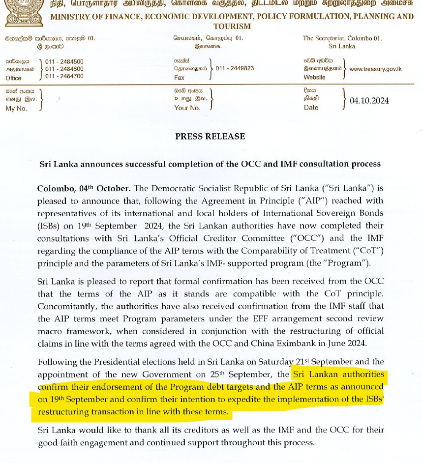 Ranga Sirilal (@rangaba) on Twitter photo Looks like the <a href="/IMFNews/">IMF</a> delegation managed to twist <a href="/anuradisanayake/">Anura Kumara Dissanayake</a> 's arm to agreeing to a deal <a href="/RW_SRILANKA/">Ranil Wickremesinghe</a> clinched with bond holders just two days before his defeat. ISB haircut 27%, interest haircut 11% . Earlier, AKD had wanted better terms for the country. Looks like the <a href="/IMFNews/">IMF</a> delegation managed to twist <a href="/anuradisanayake/">Anura Kumara Dissanayake</a> 's arm to agreeing to a deal <a href="/RW_SRILANKA/">Ranil Wickremesinghe</a> clinched with bond holders just two days before his defeat. ISB haircut 27%, interest haircut 11% . Earlier, AKD had wanted better terms for the country.