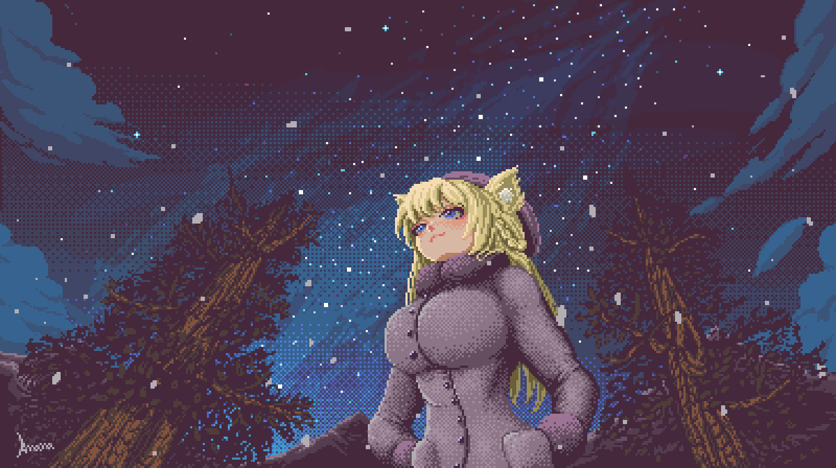 Starry night with <a href="/Biscattis/">Biscatis</a>!

#pixelart
