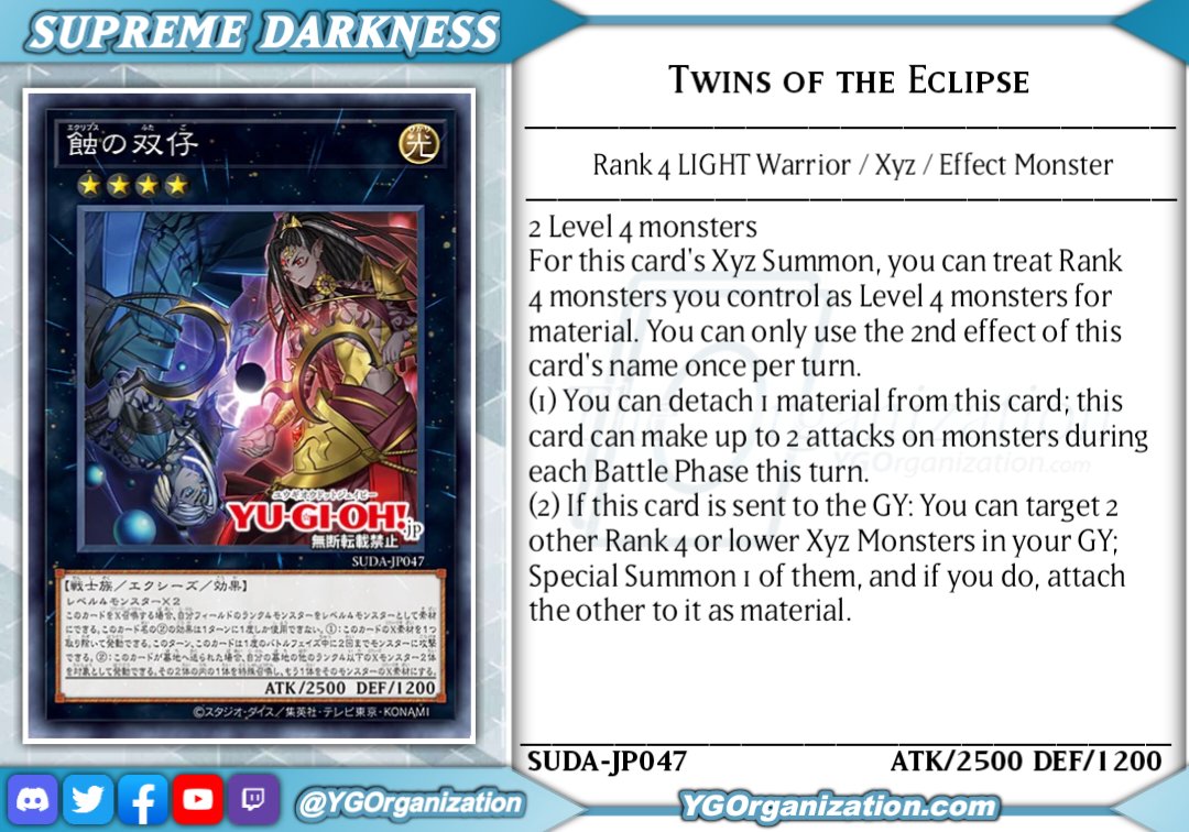 ygorganization's tweet photo. ◆ SUPREME DARKNESS ◆
Free agents to supports the decks from Crossover Breakers!
#yugioh #遊戯王 https://t.co/MupzR1IR5v