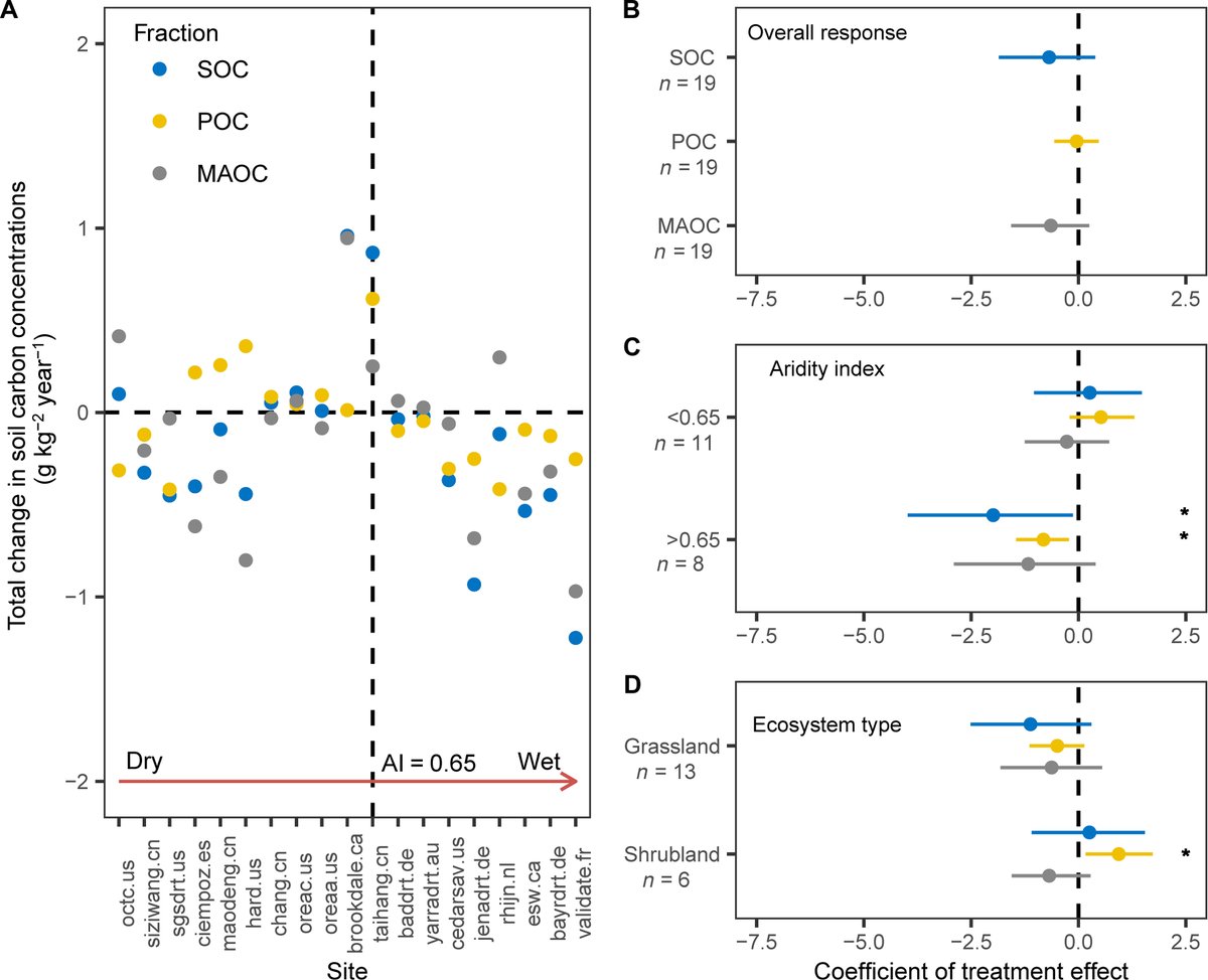 Fernando T. Maestre (@ftmaestre) on Twitter photo In our latest <a href="/ScienceAdvances/">Science Advances</a> article we used data from <a href="/DroughtNet/">DroughtNet</a> IDE Experiment to study how soil organic carbon, including particulate organic carbon and mineral-associated organic carbon concentrations, responds to extreme drought treatments science.org/doi/10.1126/sc… In our latest <a href="/ScienceAdvances/">Science Advances</a> article we used data from <a href="/DroughtNet/">DroughtNet</a> IDE Experiment to study how soil organic carbon, including particulate organic carbon and mineral-associated organic carbon concentrations, responds to extreme drought treatments science.org/doi/10.1126/sc…