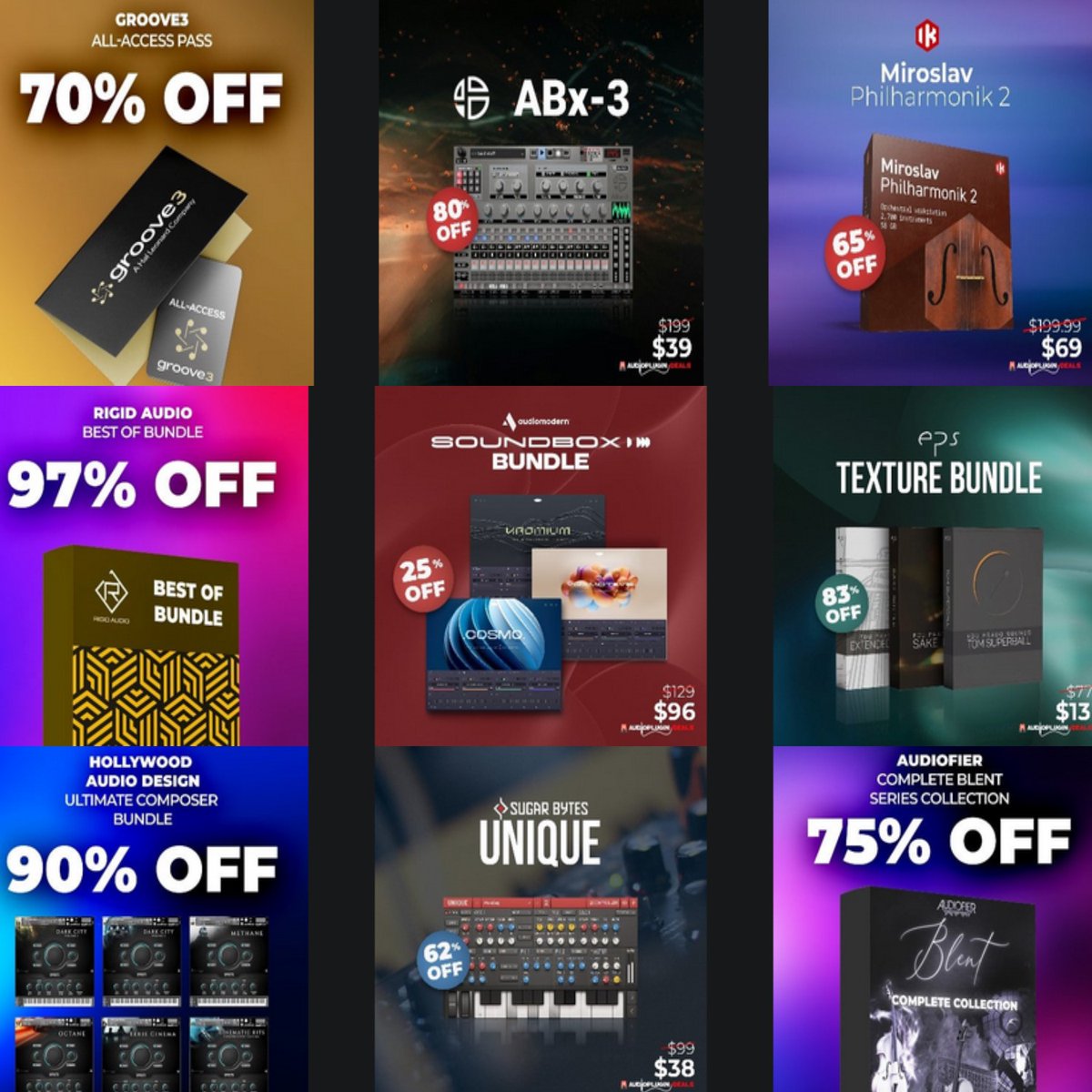 SampleSReview's tweet photo. Check Out these Deals before they Expire 🔥👉https://t.co/jm3jfeiPnV
🔥
#samplelibrary #pluginsale #plugindeals #musicproduction #composer #musicproducer #deals #electronicmusic #filmscoring https://t.co/ZYRUgf2B14