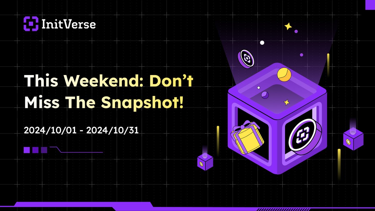 InitVerse's tweet photo. Weekend plans? How about getting ready for #InitVerse #Snapshot! 📸  Stay ahead in the world of #blockchain by completing your check-ins and transactions.  Let’s make this weekend count! 🚀 https://t.co/MPssQe0DbN