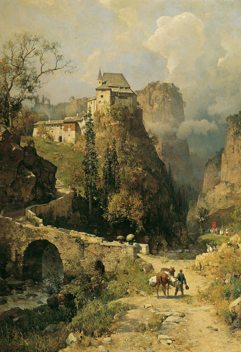 SeekAfterBeauty's tweet photo. Gorge and Hermitage of San Romedio near Val di Non (1893), by Robert Russ https://t.co/w6AHTeKjOi