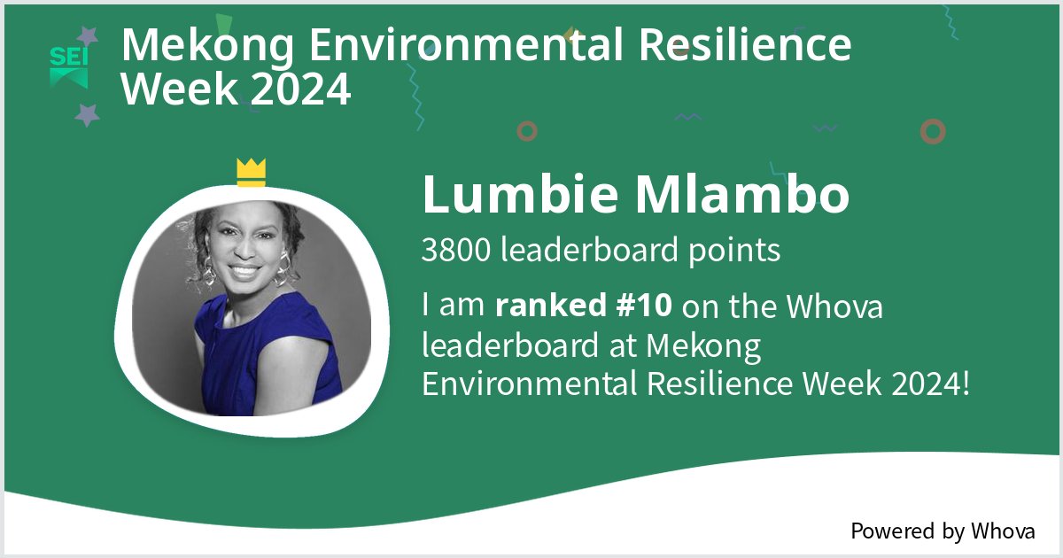 I ranked #10 on the Whova leaderboard at Mekong Environmental Resilience Week 2024! #MekongAustraliaPartnership - via #Whova event app