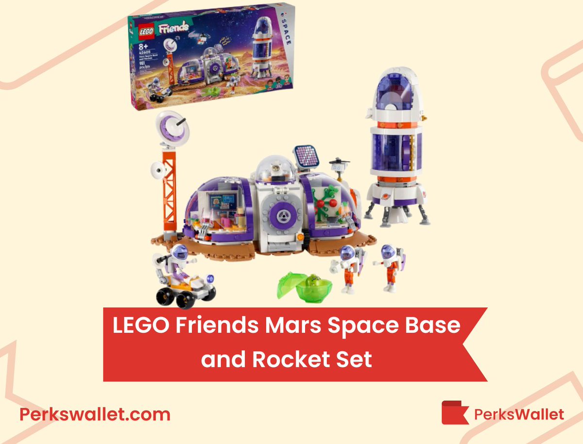 PerksWallet's tweet photo. Explore the cosmos with the LEGO Friends Mars Space Base and Rocket Set!

🚀 Limited time deal: Now only $55.97 (30% off, originally $79.99) on Amazon!

🔗 Get it today: https://t.co/7keeDAWSJN

#AmazonDeals #LEGO #SpaceExploration #PerksWallet #MarsAdventure #BuildingToys https://t.co/EmcyfW3zbC