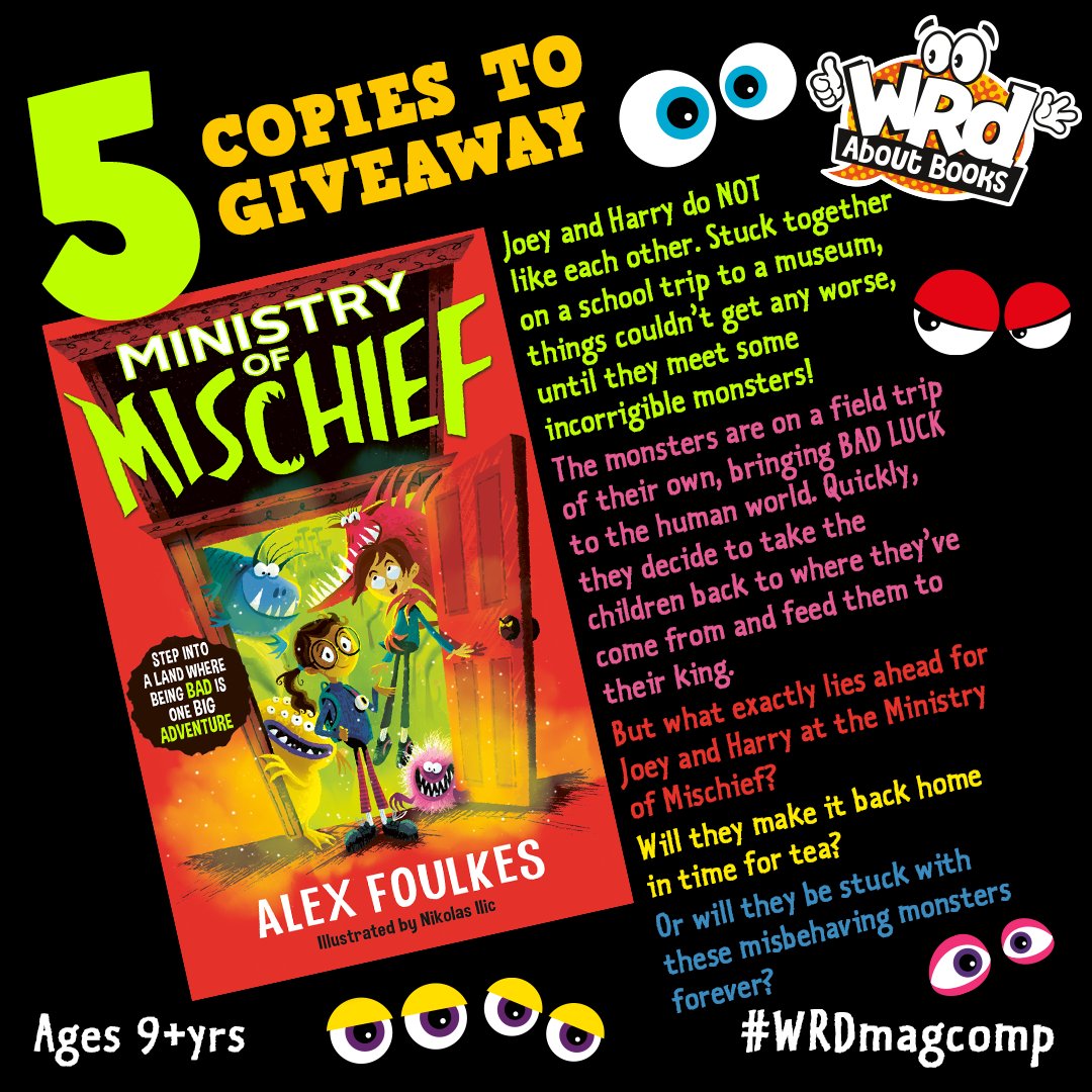 WRDaboutbooks (@wrdmag) on Twitter photo We have 5 HILARIOUSLY SPOOKY copies of @MinistryOfMischief to #WIN by <a href="/foulkeswrites/">Alex Foulkes π</a> <a href="/nikolas_ilic/">Nikolas IliΔ</a>
For the chance to see if Joey & Harry escape the incorrigible monsters they encounter on their school trip & make it home in time for tea
RT/Flw by Oct 11
<a href="/simonkids_UK/">Simon & Schuster Children's Books</a> #WRDMagComp We have 5 HILARIOUSLY SPOOKY copies of @MinistryOfMischief to #WIN by <a href="/foulkeswrites/">Alex Foulkes π</a> <a href="/nikolas_ilic/">Nikolas IliΔ</a>
For the chance to see if Joey & Harry escape the incorrigible monsters they encounter on their school trip & make it home in time for tea
RT/Flw by Oct 11
<a href="/simonkids_UK/">Simon & Schuster Children's Books</a> #WRDMagComp