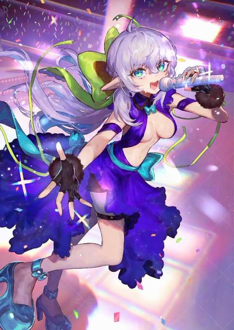 【WORK】 
10/1発売! 
スニーカー文庫様より刊行の「捨てられエルフさんは世界で一番強くて可愛い!2(著:月夜涙先生)」の装画を引き続き担当させていただきました!
今回はライブシーンもあって華やか～😻
どうぞよろしくお願いいたします✨ 